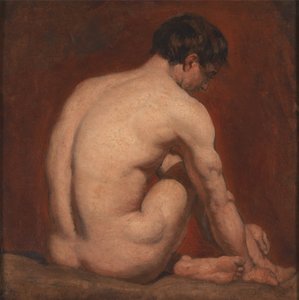 Nudo maschile, inginocchiato, di schiena